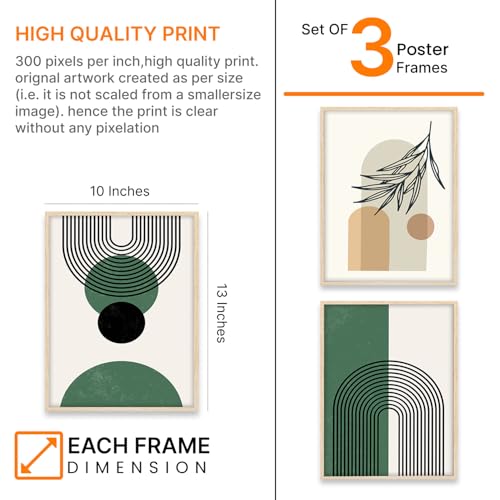 Image of ARTELLY Boho wall Art Paintings Modern Art Framed Wall Painting for Living Room Bedroom - Wall Posters | Paintings with Frame Set of 3 (Boho 1, 10x13 inch)