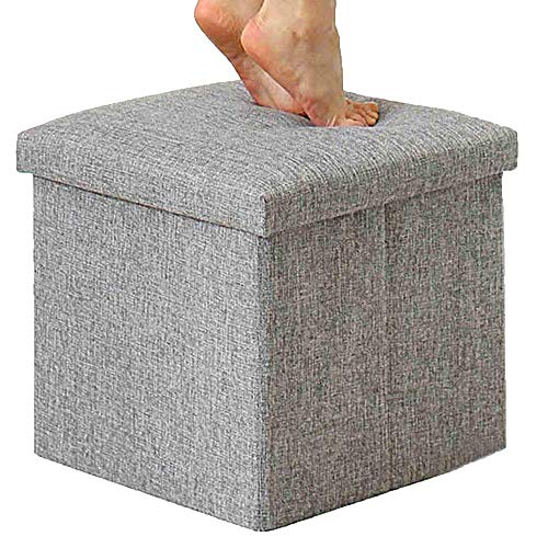 Image of Folding Storage Ottoman cube storage Sofa Bench Storge Organizer & Footrest stool for Bedroom, Living Room, Office Seat Sofa (Small (30 x 30 x 30 CM), Beige)