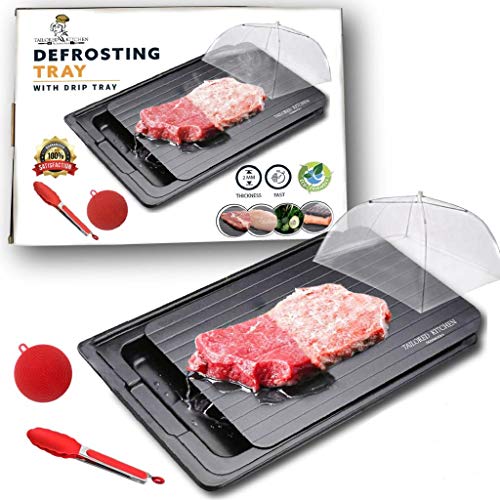 Rapid Defrosting Tray Natural Thawing Plate For Frozen Meat Plus 3 Bonus Accessories - Fast Thawing Plate With No Chemicals Or Electricity Needed Tailored Kitchen