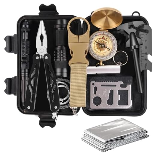 Kit Sopravvivenza Professionale Regali Uomo - 12 in 1 Survival Kit Idee Regalo Natale Sopravvivenza Accessori con Bracciale Paracord Penna Tattica per Gli Sport All'aperto, Campeggio, Alpinismo
