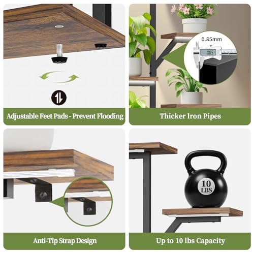 Image of Plant Stand Indoor with Grow Lights - 12 Tiered Metal Plant Shelf with Drawer, 65 inch Large Plant Stand for Indoor Plants, Holds 16 Plant Pots, Flower Holder Plant Rack for Living room, Patio, Bedroom