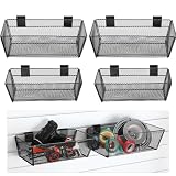 Barydat 4 Stück belüftete Metallkörbe, 2 Größen, große Drahtkörbe, Wandhalterung, Metallkörbe, Netz, Slatwall-Zubehör, für Geschäfte, Zimmer, Aufbewahrung, Display, Organisation, Schwarz