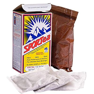 SPORTea Iced | Natural Decaf Energy Drink with Green & Black Tea, Vitamins, Minerals, Electrolytes, Yerba Mate & Siberian Ginseng | 7 Cold Brew Tea Bags | Healthy & Easy to Brew | Single Box