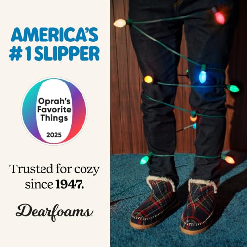 Image of Dearfoams Men's Memory Foam Indoor House Slippers Brixen Ankle Boot House Shoes - Gifts for Men
