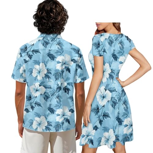 Image of AFPANQZ Couple Matching Outfit Casual Men's Button Down Shirt or Short Sleeve Summer Sundresses Dresses for Women 2026