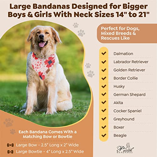 Seasonal Bandanas For Dogs – 10 Pack Handmade Reversible Pet Bandana For Dogs & Cats With Matching Bow Or Bow Tie – Adjustable, Soft Dog Scarf Triangle Bibs For Small, Large & Extra Large Breeds #TOP3