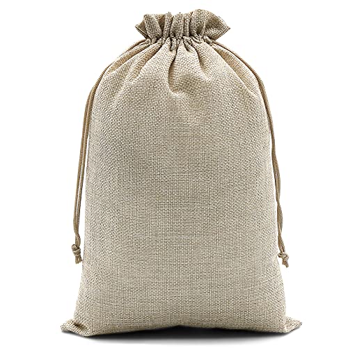 SumDirect, 20 sacchetti in tela di lino marrone, mini sacchetti regalo leggeri in iuta, traspiranti, con coulisse, per matrimoni, feste, compleanni, fai da te (20 x 30 cm)…
