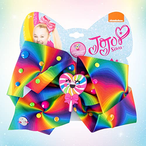 Signature Jojo Siwa Bow Collection - Large Hair Bow For Girls - Hair Accesories For Girls - Rainbow With Lollipop Keeper #TOP3