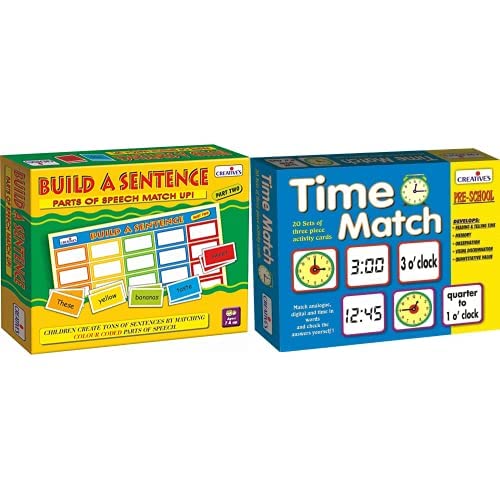 Creative Educational Aids P. Ltd. - CRE0906 Build A Sentence - 2 (Multi-Color) CRE1062 Time Match Card Game (Multi-Color)