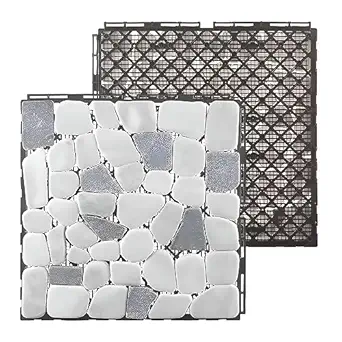 Plantex Tiles for Floor-Interlocking Pabble Stone Tiles/Garden Tile/Quick Flooring Solution for Indoor/Outdoor Deck Tile-Pack of 1 (Mix Stones)