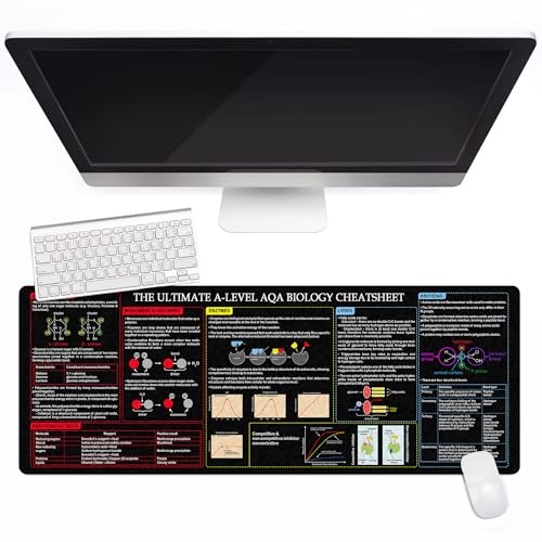 Image of A-Level Biology Cheat Sheet Mouse Pad Mouse Mat KMH Study Guide for AQA Biology Students Learners and Revision Desk Mat Essential Computer Accessories for Study, Work, and Reference Purposes