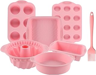 Acidea Nonstick Silicone Bakeware Set, 7pcs Baking Cake Pan,