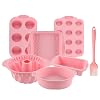 Acidea Nonstick Silicone Bakeware Set, 7pcs Baking Cake Pan, Economical BPA Free Heat Resistant Bakeware Suppliers Tools Kit with Silicone Brush for DIY Loaf Bread Cheesecake Pizza Cupcake Muffin — Bakeware deal
