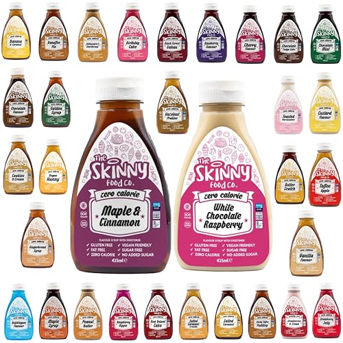 Skinny Food Syrup Pick N Mix - Create Custom Syrup Combo with 31+ Flavours | Vanilla, Banana-Caramel, Blueberry, Bubblegum, Butterscotch | 6 Plack - Perfect Syrup Gift Set for Coffee Lovers