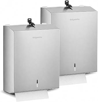 2-Pack Stainless Steel Paper Towel Dispenser, Wall Mount C-Fold/Multifold/Trifold Holder with Lock, Large Capacity for Bathroom, Kitchen, Office, Restaurant, Industrial