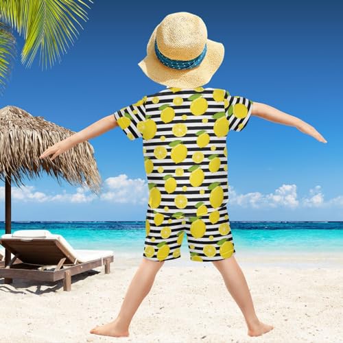 Image of visesunny Funny Boy's 2 Pieces Shirt and Short Set Casual Shirts Short Sleeve Beach Shorts Summer Outfits for 3-10 Years Kids