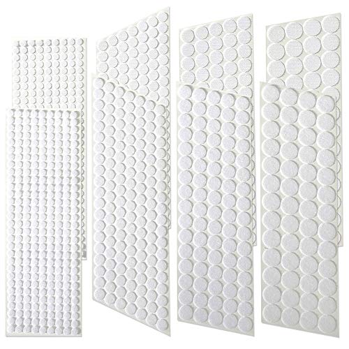 LELE LIFE Klettpunkte Selbstklebend 1084 Stück (542 Paare), 10mm 15mm 20mm 25mm Durchmesser Klett Klebe Punkte, Klettpunkte, Weiß Cover