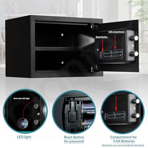 Image of Plantex 23 Litre Safe Locker for Home /Electronic Safety Locker with Master & User PIN Code Access with Emergency Key /Hotel Safe Box /2 Years Warranty By Plantex - Black