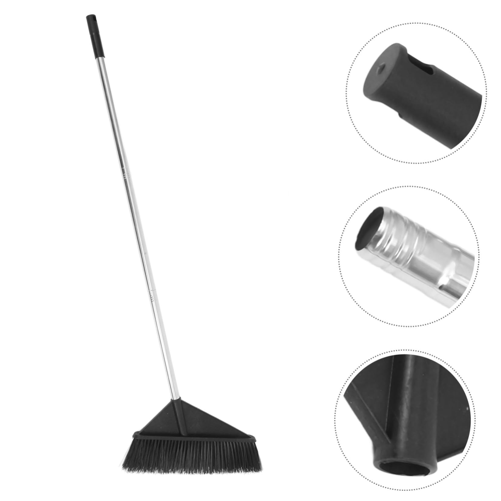 Anneome Escoba de Cerdas Duras para Limpieza y Jardín con Mango Resistente para Patios Almacenes y de Hormigón Color Negro Elegante