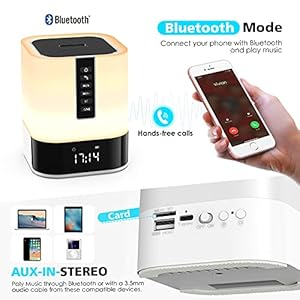 Night Light Bluetooth Speaker, 5 in 1 Touch Control Bedside Lamp Dimmable Multi-Color Changing, Bedroom Alarm Clock, Best Birthday Gift Ideas for 10 11 12 13 14 Year Old Teenage Girls/Boys Night Light Bluetooth Speaker 5 in 1 Touch Control Bedside Lamp Dimmable Multi Color Changing Bedroom Alarm Clock Best Birthday Gift Ideas for 10 11 12 13 14 Year Old Teenage GirlsBoys