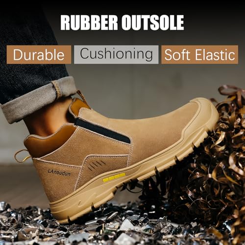 Image of GLANOUDUN Welding Work Boots for Men Slip on Steel Toe Shoes for Men Indestructible Steel Toe Boots Welder Men's Working Shoes Fireproof Safety Footwear for Construction Men's Work & Safety Footwear