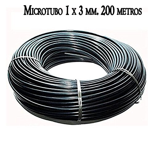MICROTUBO Flexible 1 x 3 mm. Bobina 200 METROS. Tubo de color NEGRO. Tubería utilizada para riego por goteo. Tuberia de alta calidad fabricada en España