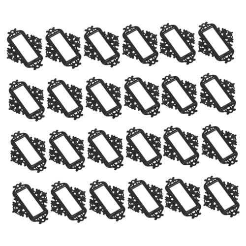 OSALADI 24個レトロメタルラベルホルダー 角型ラベルフレーム 名刺スロット付き タグ固定設計 オフィスや収納キャビネット用ファイル引き出