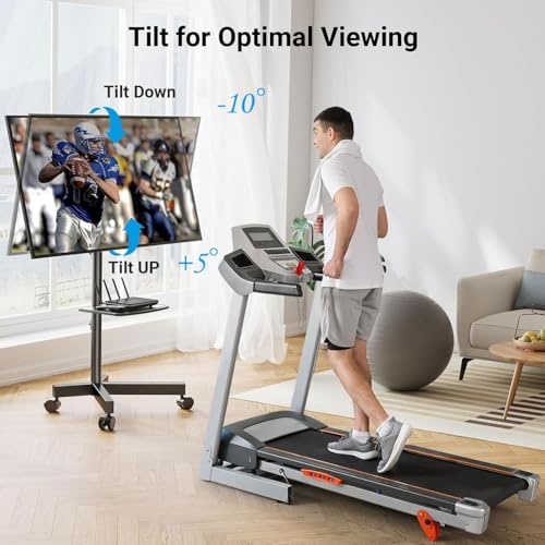 Image of PERLESMITH Rolling TV Stand, Mobile TV Stand for 23-60 Inch LCD LED TVs, Tilt TV Stand Wheels Holds up to 88Lbs, Portable TV Stand for Bedroom with Shelf, Outdoor TV Stand Max VESA 400x400mm PSTVMC06