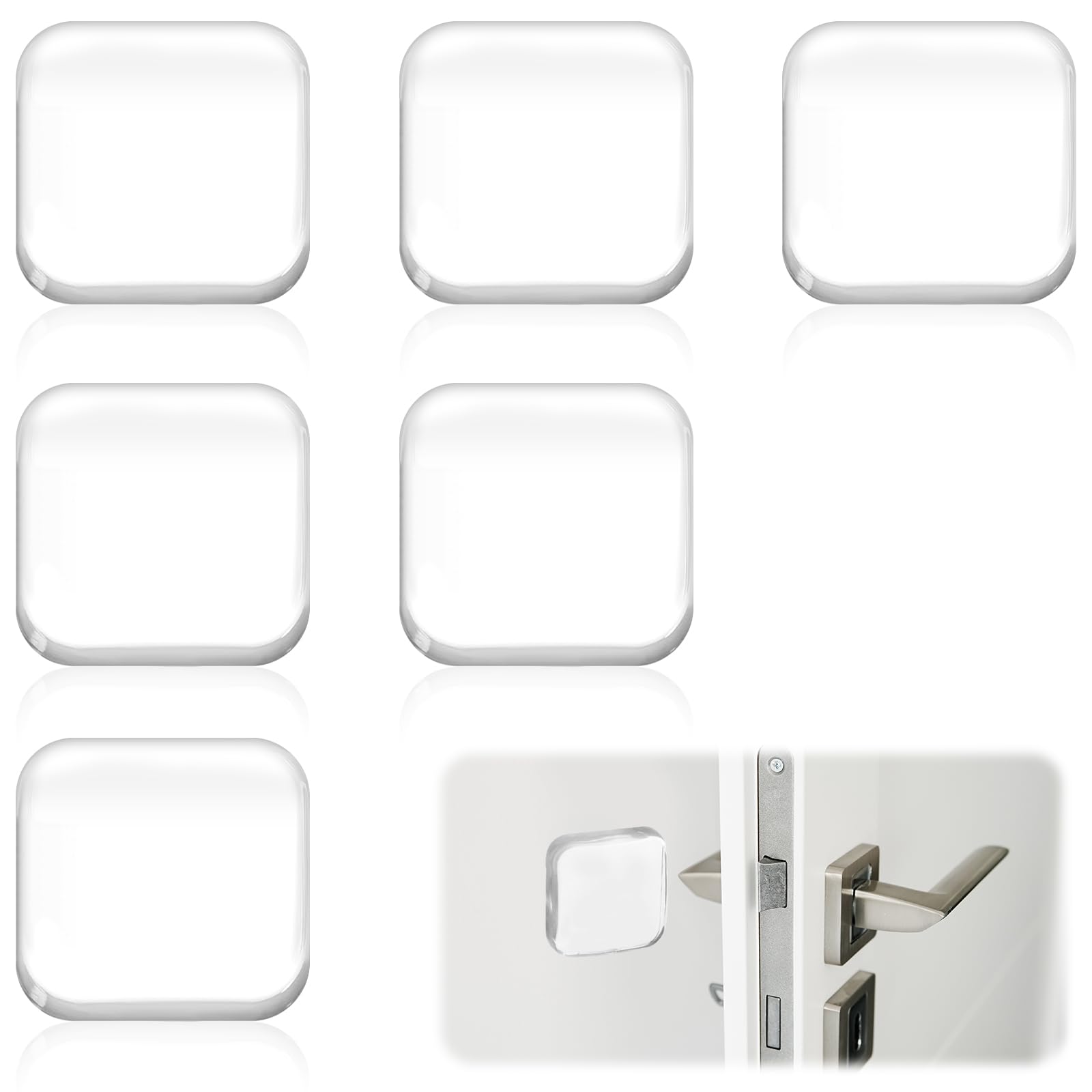 6 Pcs Clear Door Stoppers for Wall, Thickened Square Bumper Guards Clear Wall Protector Self-Adhesive Door Handle Protector for Home Office