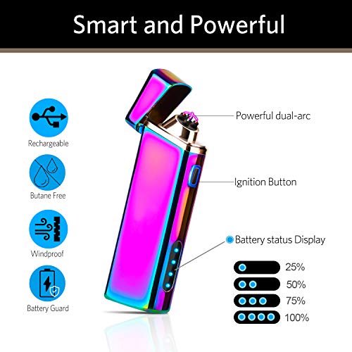 Encendedor eléctrico recargable multicolor resistente al viento miniatura 2