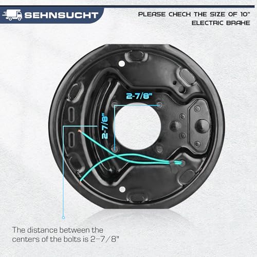 Image of Trailer Axle Electric Brake Kit, Pair of 5-Hole, 4.5 inch Bolt Circle Brake Drum with 10 inch x 2 1 /4 inch Self-Adjusting Electric Brakes for 3500 lb Axles, Replacement 10 inch Brake Hub Drum Assembly