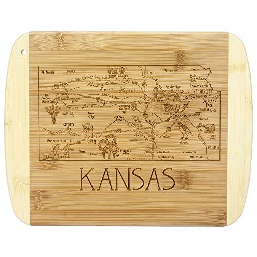 Image of Totally Bamboo A Slice of Life Kansas Engraved Map Cutting Board