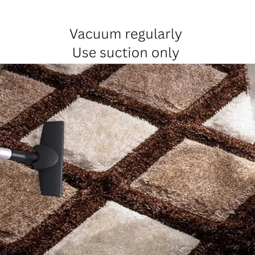 Image of Carpet for Hallway, Kitchen, and Modern Interiors, Cozy Shag Runner for Living Room, Entryway & Office Decor Size 5x8 feet Coffe Line