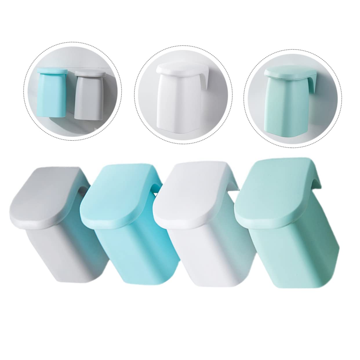 VALICLUD Set da 4 Bicchieri Porta Spazzolino da Denti Magnetici in Pp per Bagno, Montaggio a Parete senza Fori, Design Semplice ed Ecologico per Uso in Bagno o Toilette