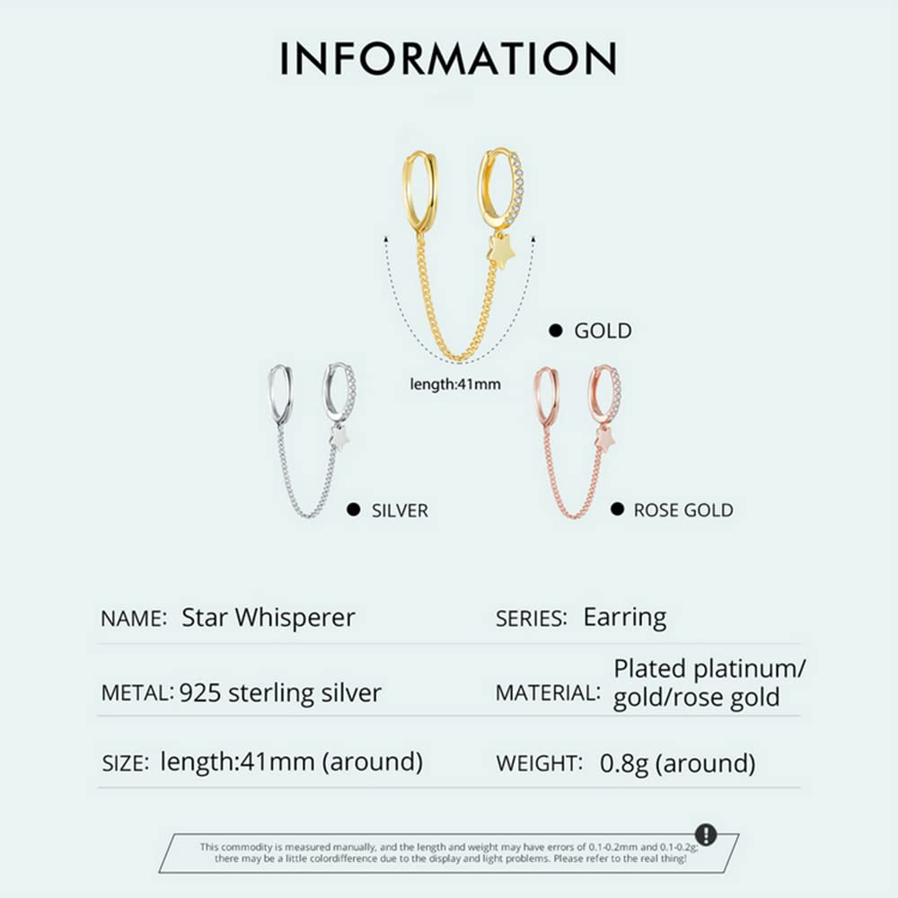 Pendientes de Plata de Ley 925 con Cuatro circonitas y Forma de Flor para Mujer, Pendientes Dobles con Cadena y Borla, Pendiente Piercing