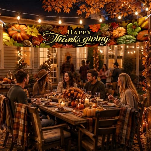 Image of Nuxovilar Thanksgiving Banner 118.1x19.6 Inches Polyester