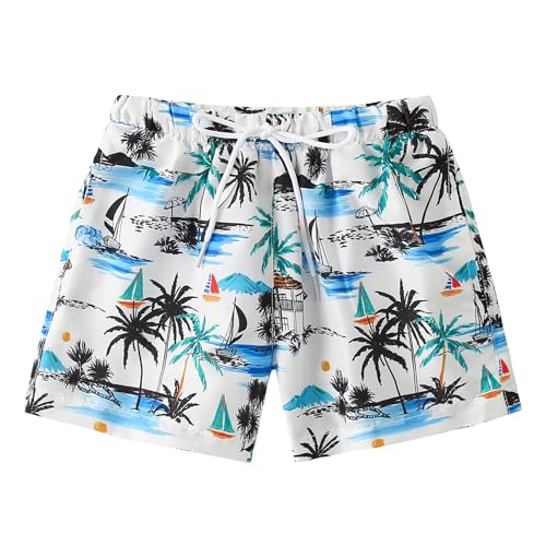 Lista de Coca C del mes. 38 Traje de baño para niños pequeños con bolsillos, Árbol de coco C, 5-6 Años