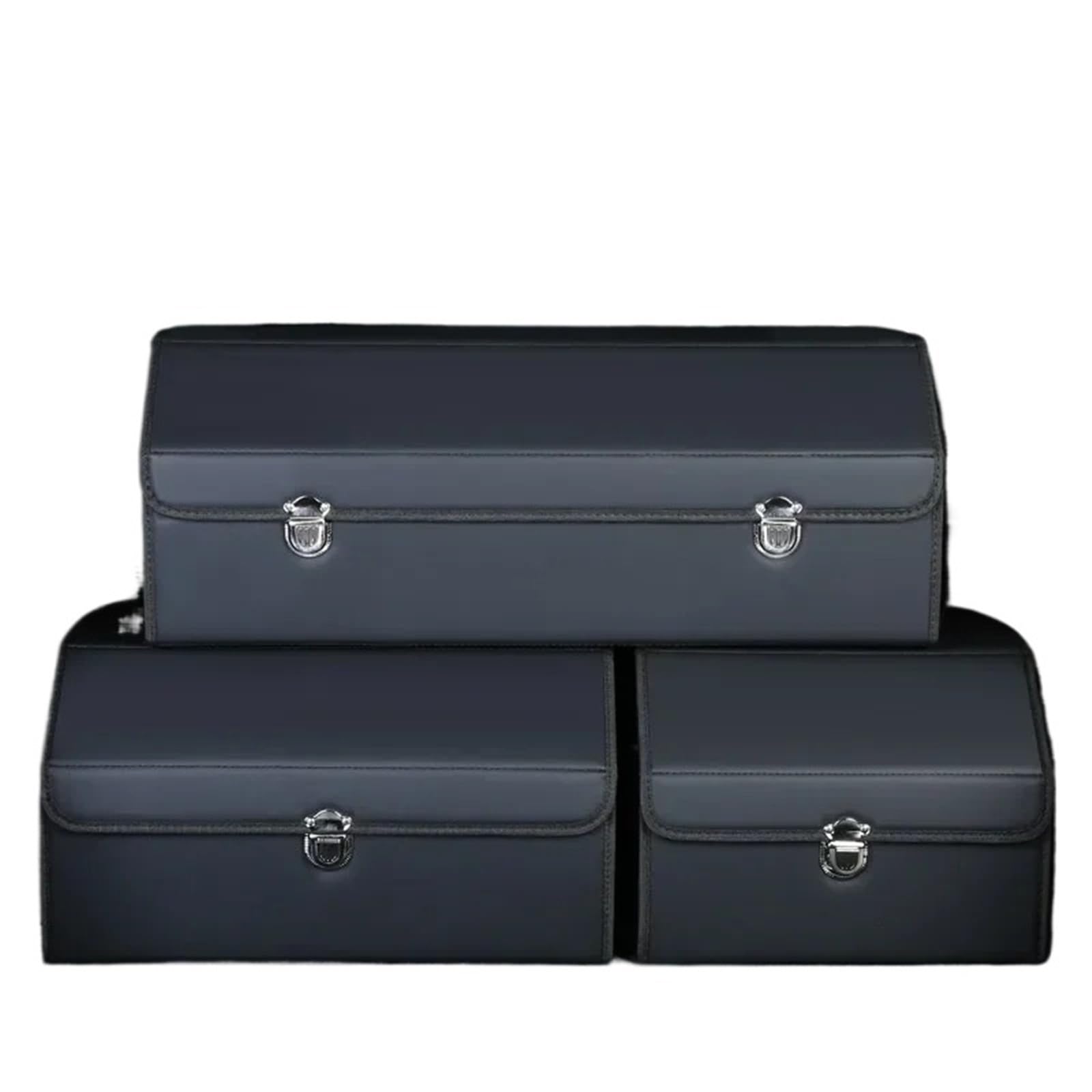 DVMSIEF Trunk Organizer Trunk Organizer For Car For SUV Waterproof Leather Cargo Container Folding Vehicle Accessories For Truck(Black,XL-75x31x29)