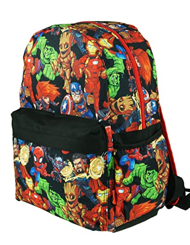 Kawaii Avengers 16" Large All Over Print Backpack - (Black)3