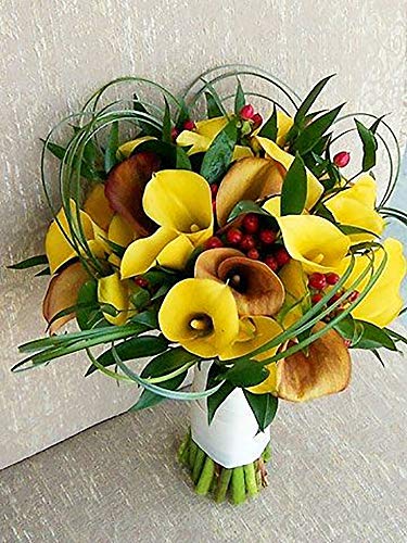 Luyue 20 Pcs Fake Yellow Calla Lily Artificial Flowers Bridal Wedding Bouquet Latex Real Touch Flower Home Kitchen Office Decor #TOP7