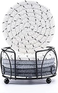 Coasters for Drinks, 6 PCS classic Coasters, Handmade Fabric Coaster Set, Absorbent Coasters Heat-Resistant & Reusable Cloth Coasters,Housewarming Gift (Dark Grey, Light Grey, Beige)
