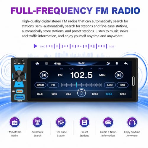 Radio para auto con pantalla táctil 6.5 pulg y CarPlay miniatura 3