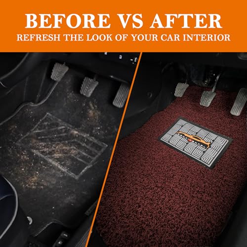 Image of CONTINENTAL [Duramat Curly] Universal Single Driver Side Car Mat only - Premium Waterproof PVC Cushions Car Floor Mat for All Cars (Red & Black)