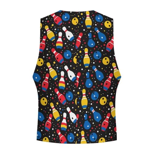Bowling Ball Black Men's Suit Vest Waistcoat Vests Formal Dress with 2 Pockets for Business Casual Tuxedo4
