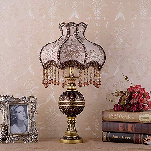 Lampe de table rétro luminaire vintage en résine et cristal de chevet