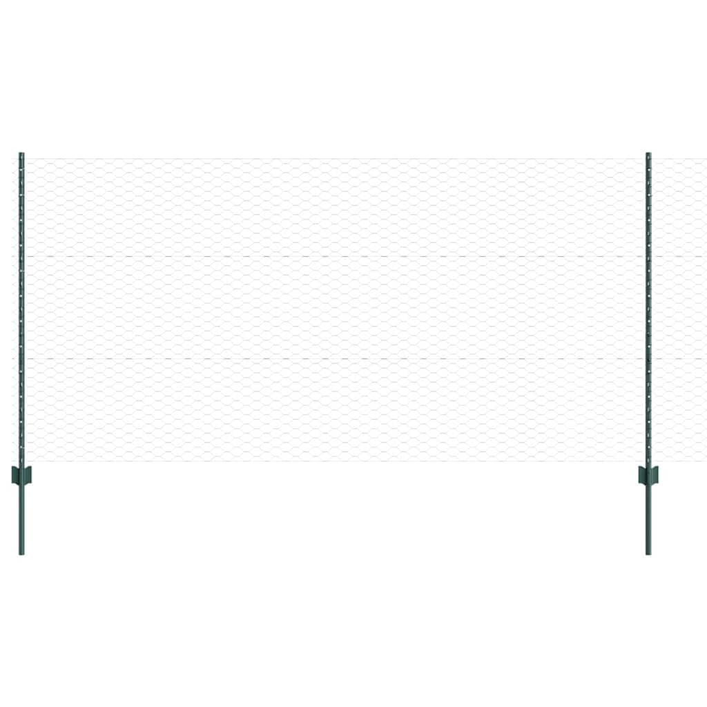 Garden Fence Green 1.2m x 25m Steel Posts Set Heavy Duty Outdoor Boundary Panel Privacy Screening with Screws and Bolts for Patio Terrace Landscaping