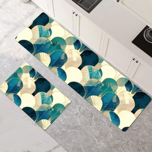 Alfombra de cocina lavable y antideslizante con secado rápido en color teal 2