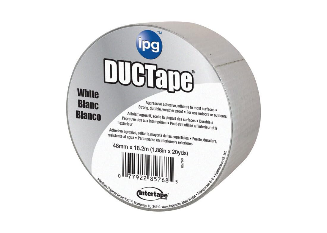 IPG 6720WHT JobSite DucTape, Farbiges Klebeband, 4,8 cm x 20 m, Weiß (Einzelrolle)