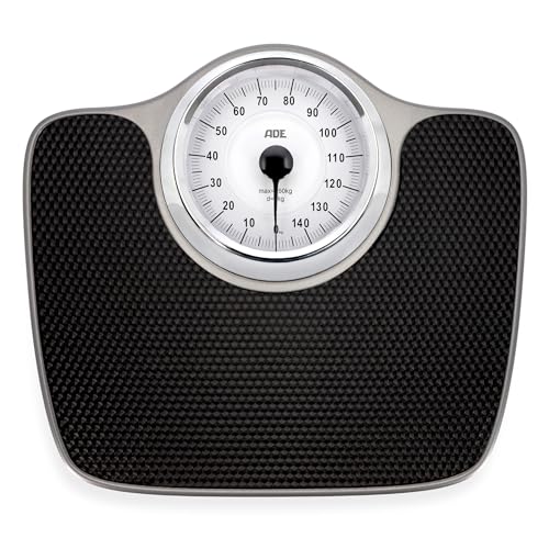 ADE Personenwaage analog bis 150 kg | mechanische Körperwaage mit großer rutschfester Wiegefläche | extra große Vollsichtskala