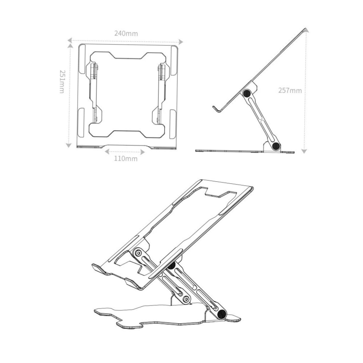 Ciieeo Soporte Plegable para Tableta Soporte De Aleación para Portátil Soporte Ajustable para Computadora Portátil Soporte para Laptop Aleación De Aluminio Rejilla De Refrigeración